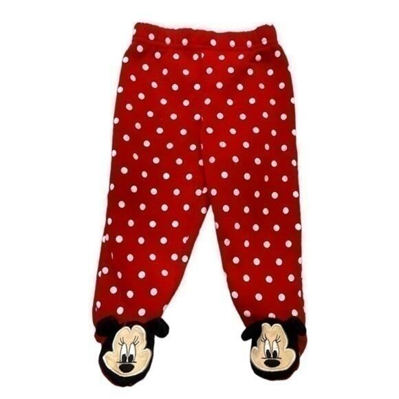 Disney Minnie Mouse Red Polka Dot Footies Pants Size 6-9 Months - Picture 1 of 12